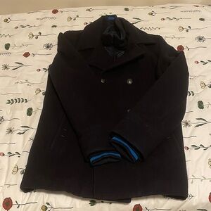 Boss Dark Blue Peacoat with Striped Cuffs